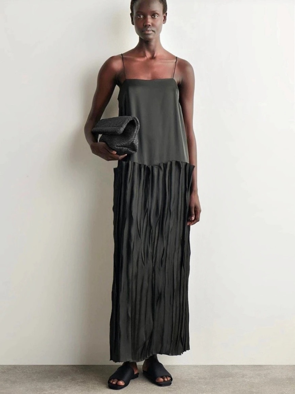 COS APPLIQUÉD PANELED MIDI DRESS Black Maxi Dress Like New